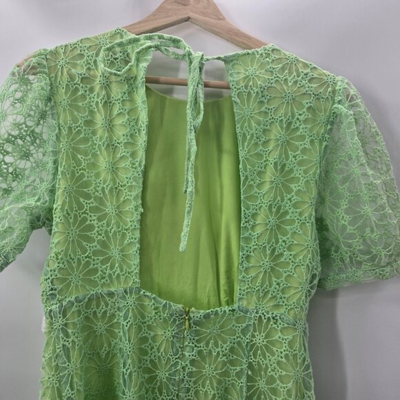 Free People x Greylin Bright Green Suki Embroidered Overlay Midi Dress Small - Picture 8 of 16